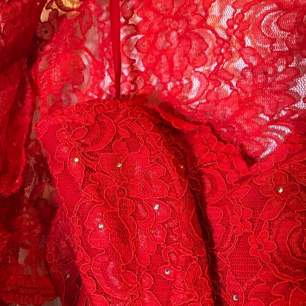 Ideas by Barbara Red Long Gown/Dress 5825-14 Size Small - Picture 6 of 12